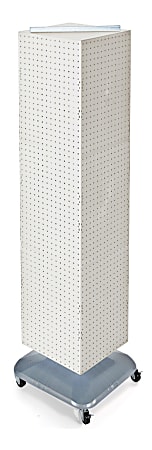 Azar Displays 4-Sided Pegboard Tower Floor Display With Wheels, 68" x 18", White/Silver