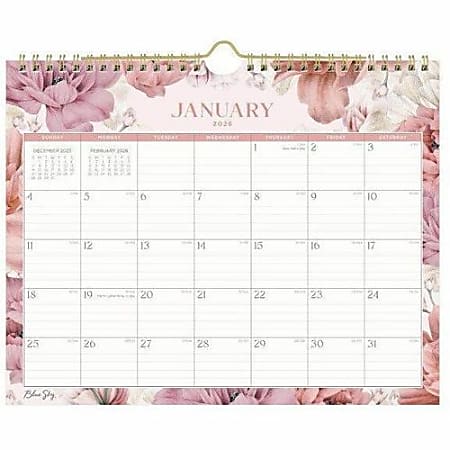 2026 Blue Sky Monthly Wall Calendar 11 x 8 34 Big Peony January To