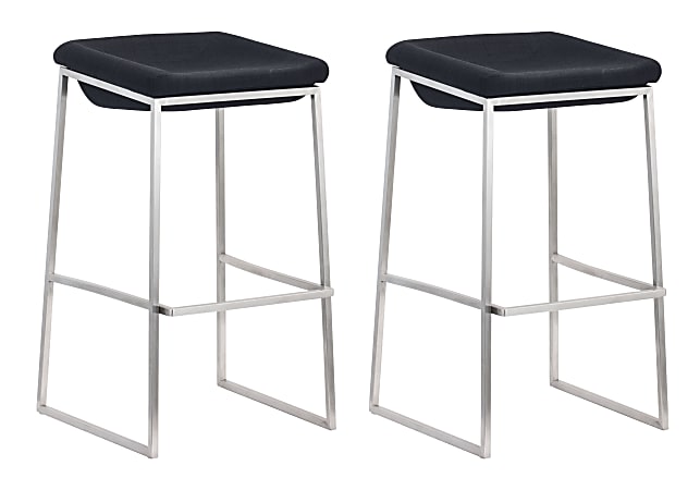 Zuo Modern® Lids Bar Stools, Dark Gray/Chrome, Set Of 2 Stools