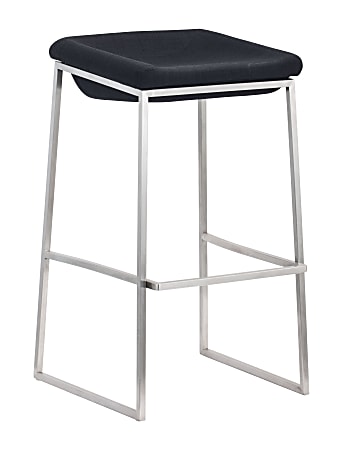 Zuo Modern Lids Bar Stools Dark GrayChrome Set Of 2 Stools