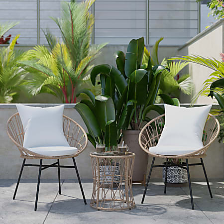 Flash Furniture Devon 3-Piece Indoor/Outdoor Bistro Papasan Chair