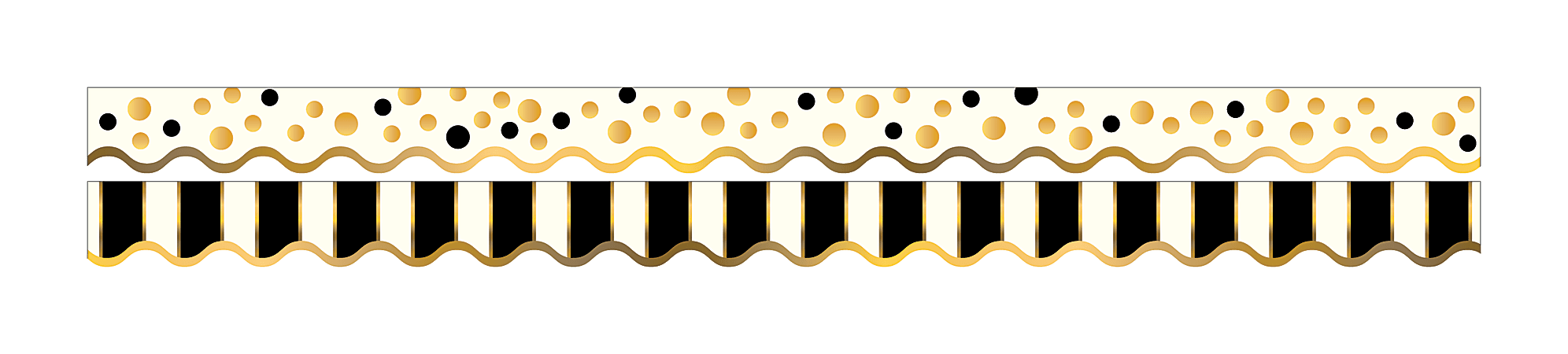Barker Creek Scalloped-Edge Double-Sided Borders, 2 1/4" x 36", Gold Bars, Pack Of 13