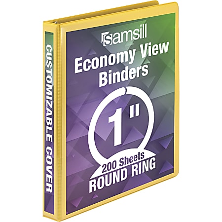 Samsill® Economy View 3-Ring Binder, 1" Round Rings, Yellow