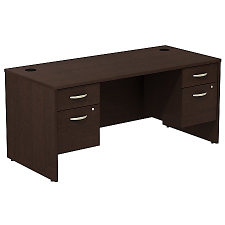 Bush Business Furniture Components Desk With Two 3/4 Pedestals, Mocha Cherry, Standard Delivery