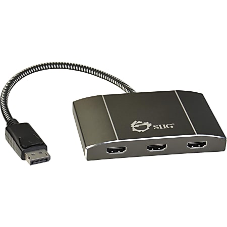 SIIG Displayport 1.2 to 3-Port HDMI MST Splitter - 3840 × 2160 - DisplayPort - 3 x HDMI Out - USB - Aluminum