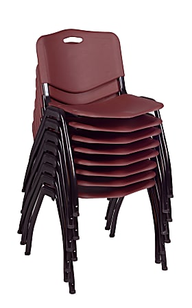 Regency M Breakroom Stacking Chairs, Chrome/Burgundy, Pack of 8 Chairs
