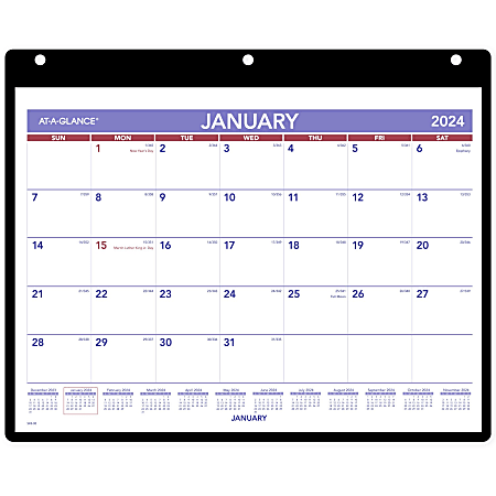 2024 AT-A-GLANCE® Monthly Desk/Wall Calendar With Jacket,