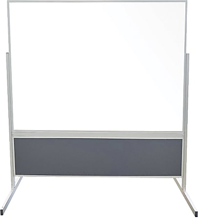 Ghent Double-Sided Magnetic Porcelain Whiteboard With Vinyl Tackboard, 72" x 48", Aluminum Frame, Berry Tackboard
