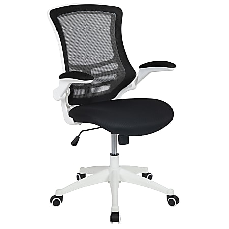 Flash Furniture Mesh Mid-Back Swivel Task Chair With Flip-Up Arms, Black/White