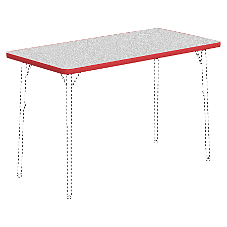 Lorell® Classroom Rectangular Activity Table Top, 48"W x 24"D, Gray Nebula/Red