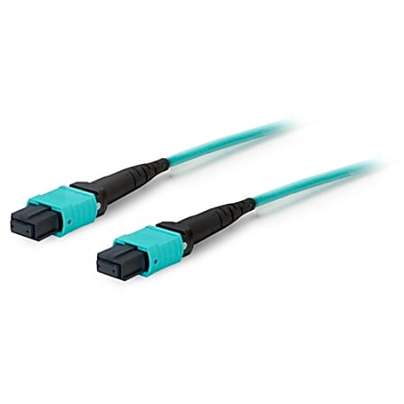 AddOn 15m MPO (Female) to MPO (Female) 12-strand Aqua OM3 Straight Fiber OFNR (Riser-Rated) Patch Cable