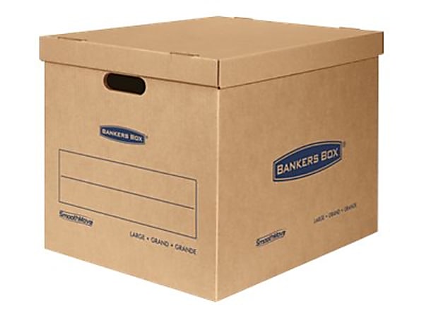 Bankers Box® SmoothMove™ Classic Moving/Storage Boxes, Half Slotted Container (HSC), Large, 17" x 21" x 17", Brown/Blue, 5/Carton