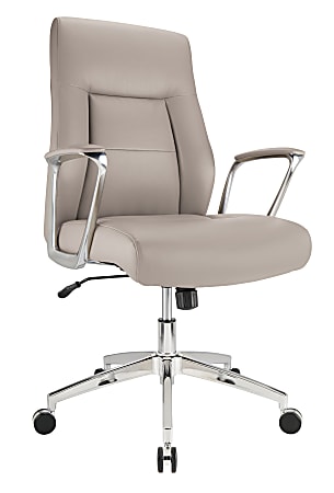 Realspace® Modern Comfort Delagio Bonded Leather Mid-Back Manager's Chair, Taupe/Silver