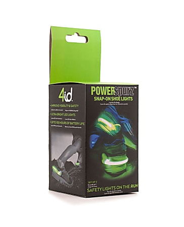 4ID Power Spurz LED Light-Up Shoe Heels, 7 3/4"H x 3"W x 3"D, Green, Pack Of 2 Lights