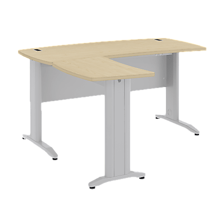 BBF Sector 60" x 60" Curved L-Desk, 30"H x 59 1/2"W x 58 11/16"D, Natural Maple, Premium Installation Service
