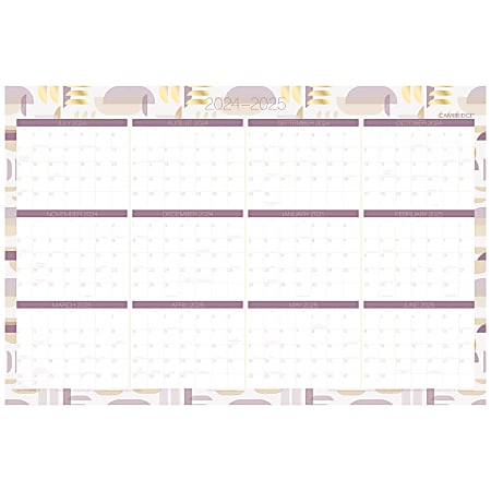 2024-2025 Cambridge® Eclipse Reversible Academic/Regular Year Wall Calendar, 24" x 36", Art & Design, July 2024 To June 2025, 1711-550SB