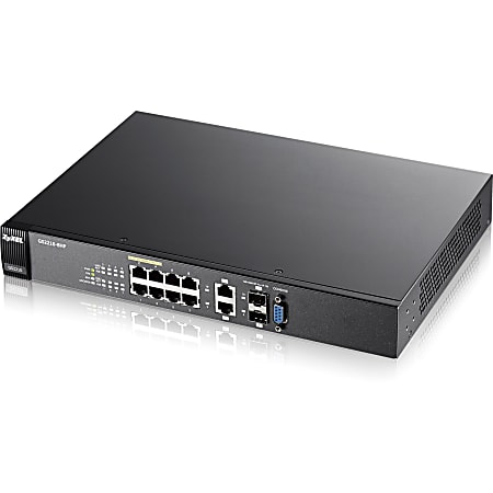 ZYXEL 8-port GbE L2 PoE Switch - 10 Ports - Manageable - Gigabit Ethernet - 1000Base-T, 1000Base-X - 2 Layer Supported - 2 SFP Slots - Power Supply - 180 W PoE Budget - Twisted Pair, Optical Fiber - PoE Ports - 1U High