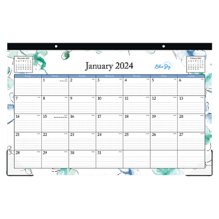 2024 Blue Sky™ Lindley Monthly Desk Pad Calendar, 17" x 11", January to December 2024, 100024