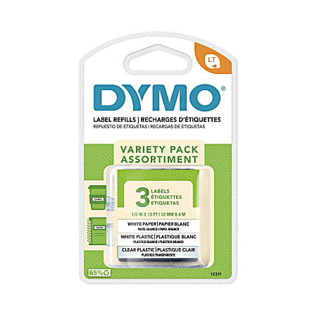 DYMO® LT 12331 Variety Tapes, 0.5" x 13', Pack Of 3