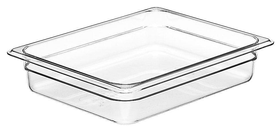 Cambro Camwear GN 1/2 Size 2" Food Pans, 2”H x 10-1/2”W 12-3/4”D, Clear, Set Of 6 Pans
