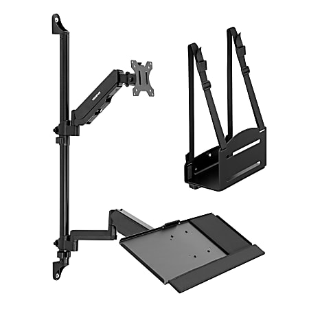 Mount-It! MI-7991 Wall-Mount Workstation With Monitor Mount, Keyboard Tray And CPU Holder, 37"H x 26W x 17"D, Black