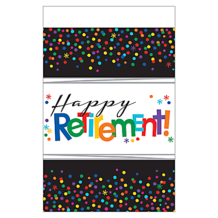 Amscan Happy Retirement Plastic Table Cover, 54" x 102", Multicolor