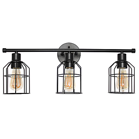 Lalia Home 3-Light Industrial Wired Vanity Light, 6-1/2"W, Black