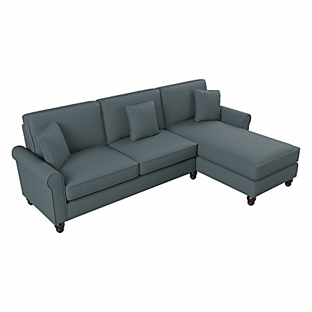 Bush® Furniture Hudson 102"W Sectional Couch With Reversible Chaise Lounge, Turkish Blue Herringbone, Standard Delivery