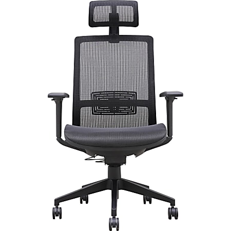 Lorell Mesh High-Back Task Chair With Headrest - Black - Armrest - 1 Each