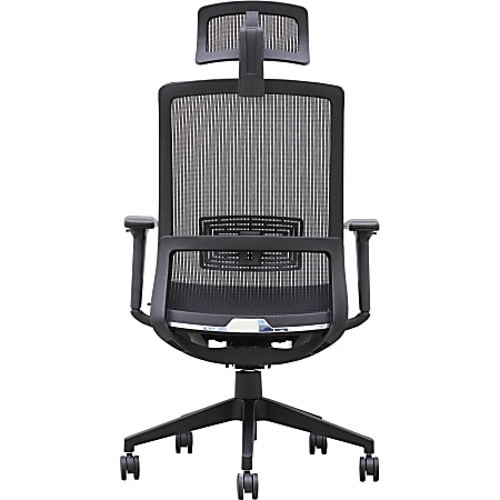 Lorell Mesh High-Back Task Chair With Headrest - Black - Armrest - 1 Each