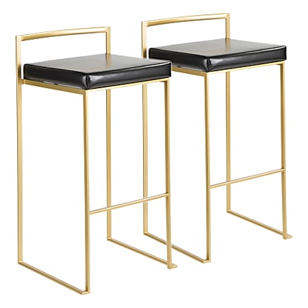 LumiSource Fuji Stacker Bar Stools, Gold/Black, Set Of 2 Stools