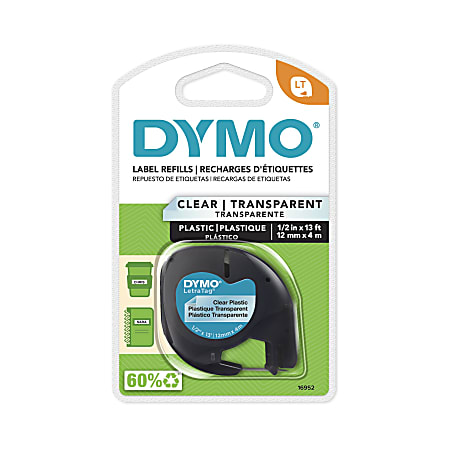 DYMO® LT 16952 Black-On-Clear Tape, 0.5