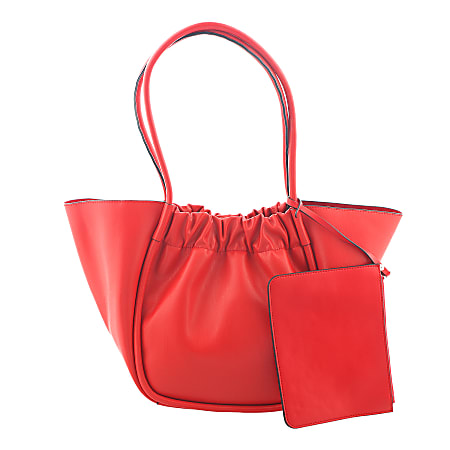 TJ Riley Vinyl Hand Bag, 10"H x 7"W x 7-1/2"D, Red