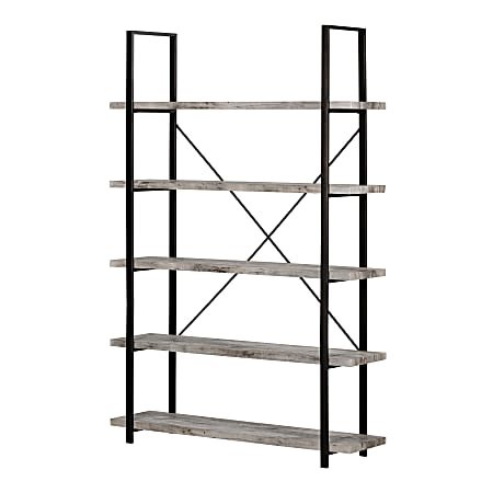 South Shore Gimetri 70"H 5-Shelf Shelving Unit, Soft Gray