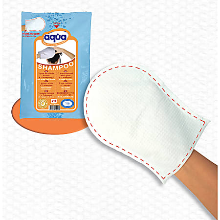 Aqua® Shampoo Pre-Moistened Wash Gloves, Pack Of 12