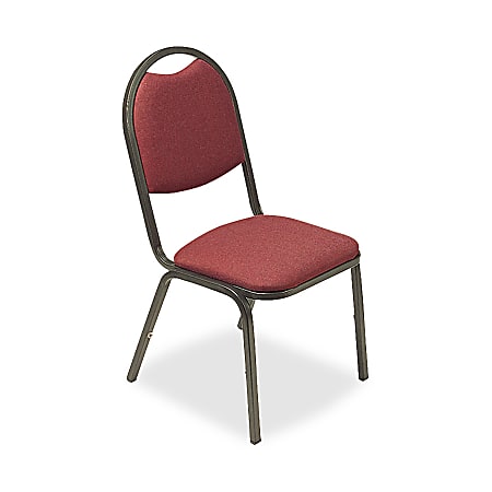 Lorell® Round-Back Upholstered Stack Chairs, 35 1/2"H x 18"W x 22"D, Burgundy, Carton Of 4