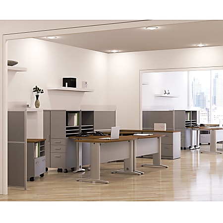 BBF Sector 72" x 60" Rectangular L-Desk, 30"H x 71 1/2"W x 58 11/16"D, Modern Cherry, Premium Installation Service