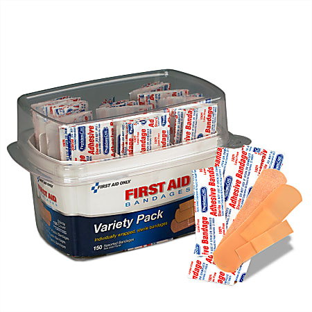 PhysiciansCare First Aid Bandages, Assorted Sizes, Box Of 150