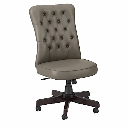 Bush® Business Furniture Arden Lane High-Back Tufted Office Chair, Washed Gray Leather, Standard Delivery