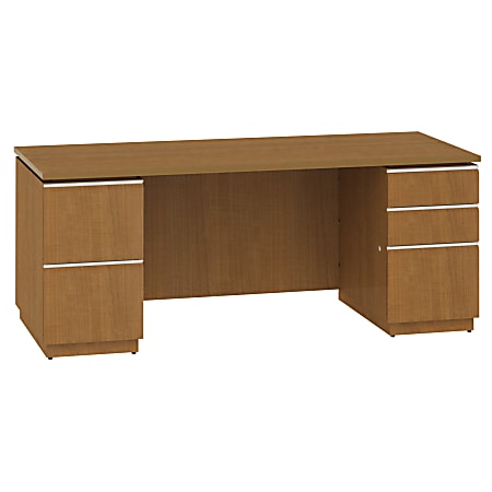 Bush Business Furniture Milano2 Double Pedestal Desk, 29" x 71 1/8" x 29 3/4", Golden Anigre, Premium Delivery Service