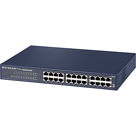 NETGEAR 24-Port Fast Ethernet Unmanaged Switch, JFS524 - 24 Ports - Fast Ethernet - 10/100Base-TX - 2 Layer Supported - Twisted Pair - Rack-mountable - Lifetime Limited Warranty