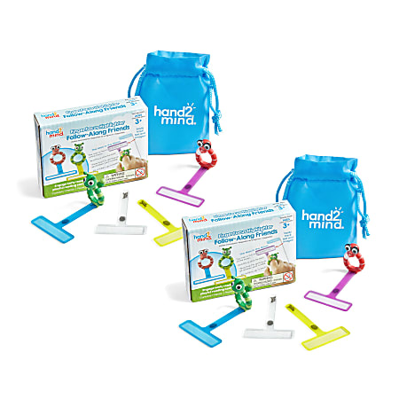 Hand2Mind FingerFocus Highlighter Follow-Along Friends, Multicolor, Pack Of 2 Sets
