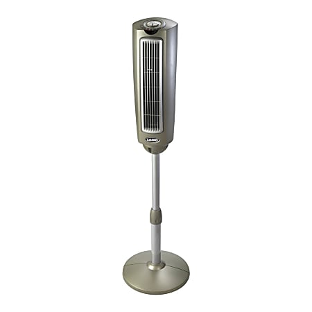 Lasko® Space-Saving Pedestal Fan with Remote Control, 52.75"H x 14"W x 14"D, Gray