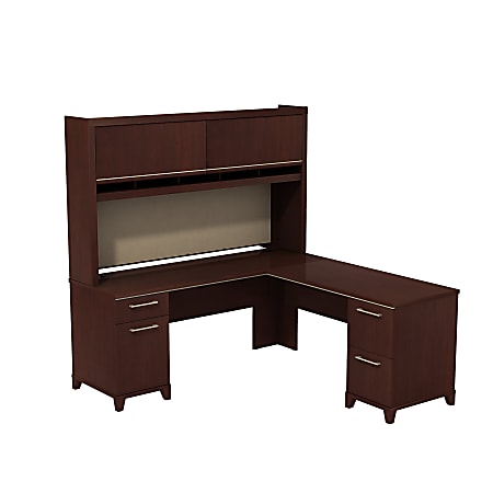 Bush Business Furniture Enterprise 72"W x 72"D L Shaped Desk With Hutch, Harvest Cherry, Premium Installation