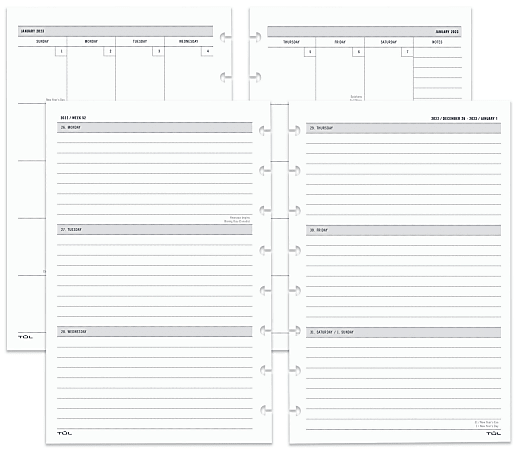TUL® Discbound Weekly/Monthly Refill Pages, Junior Size, January To December 2023