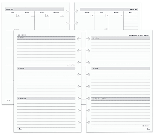  2024 Weekly & Monthly Planner Refill for 8 Discbound Planners,  Two Pages Per Week, Junior Size, 5-1/2x8-1/2 : Office Products