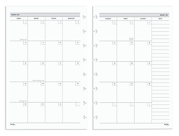  2024 Weekly & Monthly Planner Refill for 8 Discbound Planners,  Two Pages Per Week, Junior Size, 5-1/2x8-1/2 : Office Products