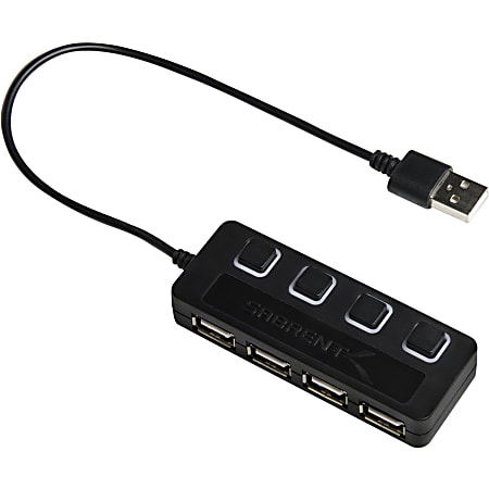 Sabrent 4-Port USB 2.0 Hub with Individual Power Switches and LEDs (HB-UMLS) - USB - External - 4 USB Port(s) - 4 USB 2.0 Port(s)