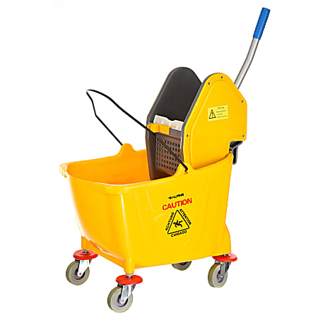 Alpine Mop Bucket With Down-Press Wringer, 36 Qt, 35"H x 15"W x 25"D, Yellow