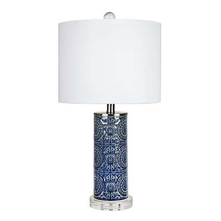 LumiSource Spyro Contemporary Table Lamp, 23”H, White Shade/Bijou Blue Base